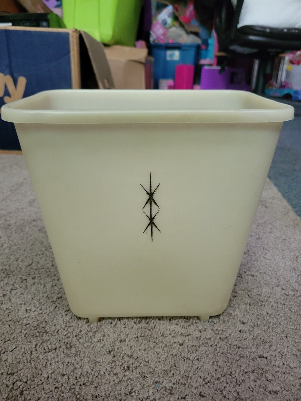 Vintage MCM Company Wastebasket Cream Atomic Mid Century Trash Can